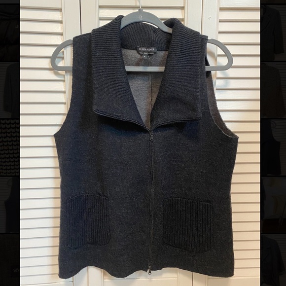 Eileen Fisher Dark Gray Wool Vest Size Medium - Picture 2 of 4